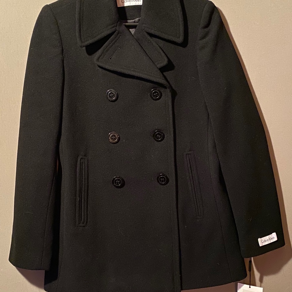 Women’s Black Calvin Klein Pea Coat Sz 2 NWT
